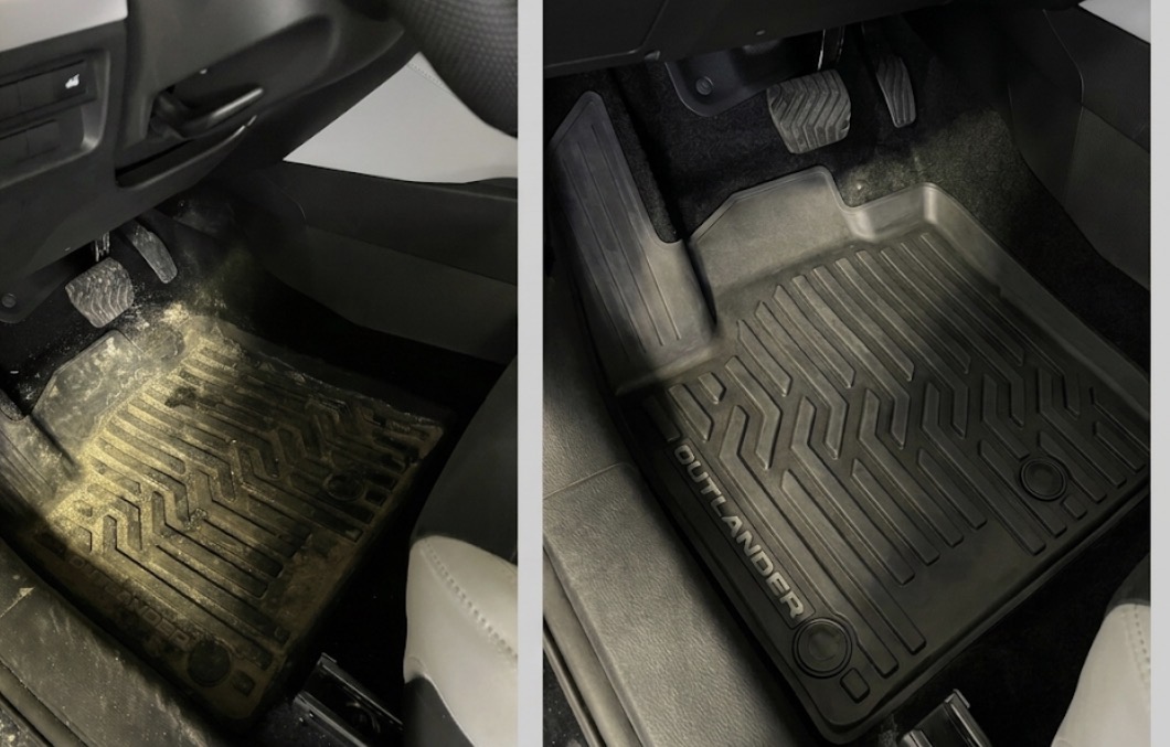 Before and after floor mat deep clean
